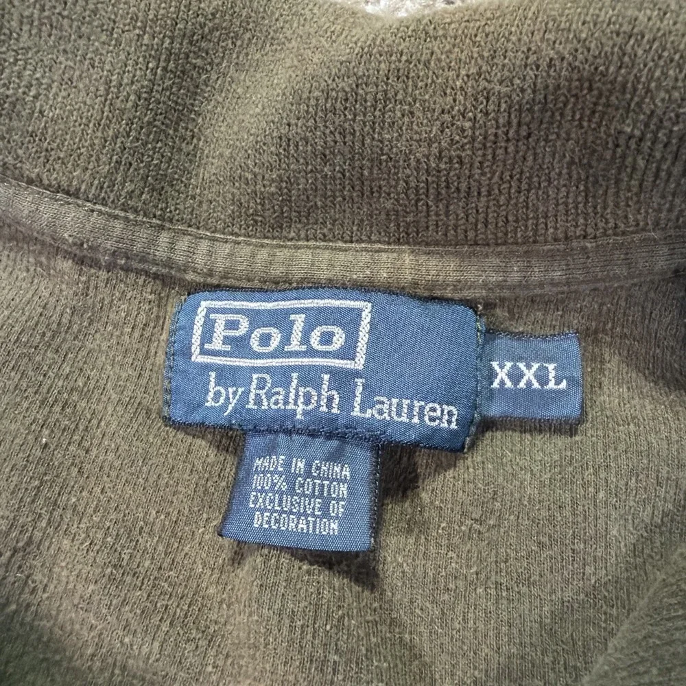 Vintage Polo Ralph Lauren Olive Green Quarter Zip XXL Vintage Faded